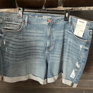 24W Sonoma high rise cut off cuffed shorts. Hits mid thigh. New with tags. Plus